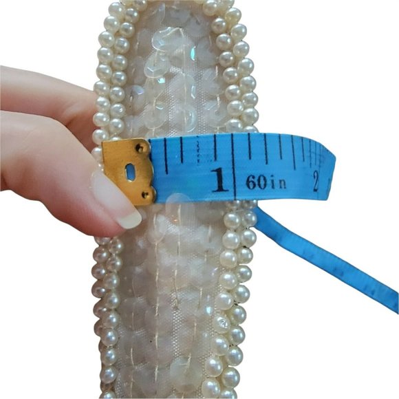 Bags By Debbie Cream Clutch Purse Vintage Iridescent Sequin Grey Beading Wedding - Picture 12 of 12